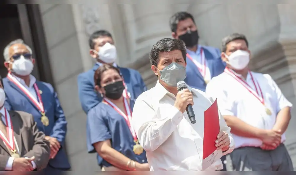 El presidente Pedro Castillo brindó conferencia de prensa en exteriores de Palacio de Gobierno. Foto: Presidencia | Video: Canal N