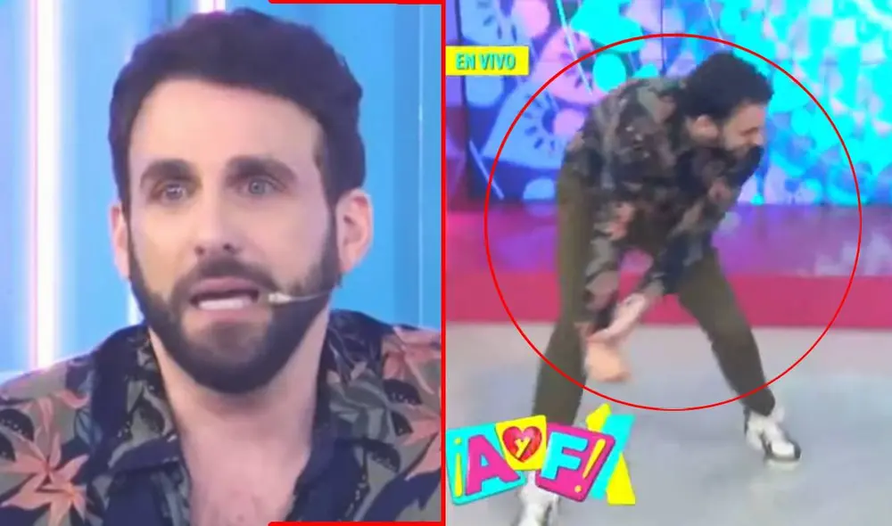 Rodrigo González pasa percance al bailar junto a su 'doble' en el set de ''Amor y fuego''. Foto: composición/ captura de Latina