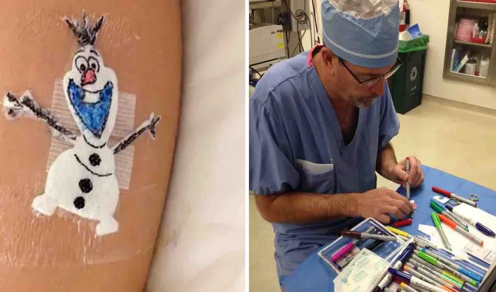 Para sus pacientes, los dibujos van desde personajes de Disney hasta imágenes deportivas y héroes de videojuegos. Foto: captura de TikTok Para sus pacientes, los dibujos van desde personajes de Disney hasta imágenes deportivas y héroes de videojuegos. Foto: captura de TikTok