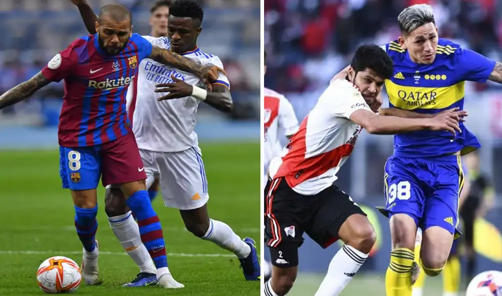 La jornada del domingo estará amenizada por los clásicos Real Madrid vs. Barcelona y Boca Juniors vs. River Plate. Foto composición/EFE La jornada del domingo estará amenizada por los clásicos Real Madrid vs. Barcelona y Boca Juniors vs. River Plate. Foto composición/EFE