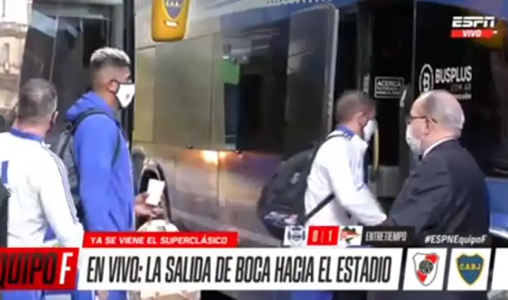 River Plate vs. Boca Juniors: cuadro xeneize ya se dirige al estadio monumental de Núñez para el superclásico argentino. Foto: captura ESPN
