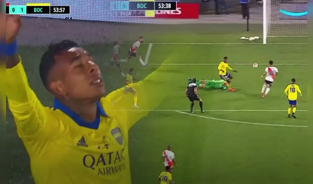 Villa puso adelante a los xeneizes en el segundo tiempo. Foto: captura Fox Sport Premium Villa puso adelante a los xeneizes en el segundo tiempo. Foto: captura Fox Sport Premium