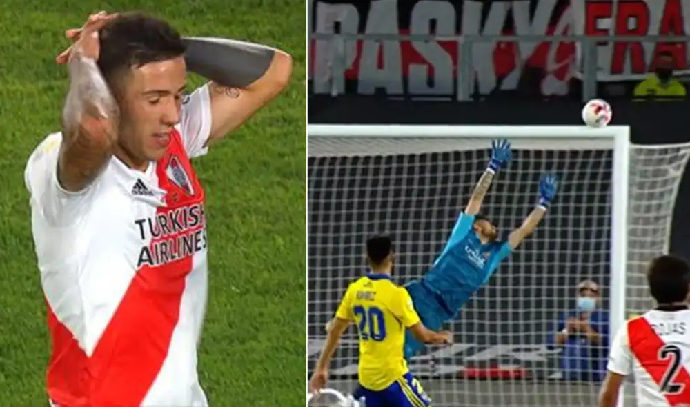 El disparo de Fernández estuvo a centímetros de colarse en el arco de Rossi. Foto: captura de ESPN