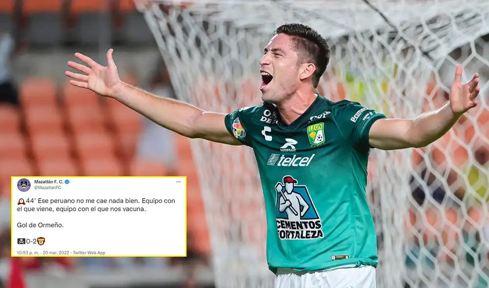 Santiago Ormeño lleva tres goles contra Mazatlán. Foto: composición/Club León/Twitter Santiago Ormeño lleva tres goles contra Mazatlán. Foto: composición/Club León/Twitter