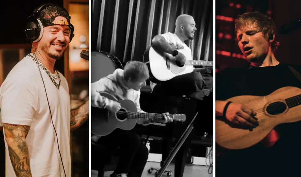 J Balvin y Ed Sheeran compartieron imágenes de las grabaciones y fragmentos de los videos musicales. Foto: composición Instagram