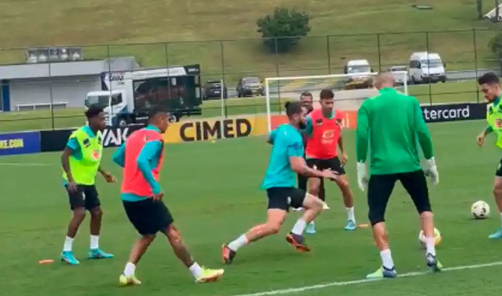 Sin Neymar, primera práctica de Brasil contó con 8 jugadores . Foto: captura @CBF_Futebol