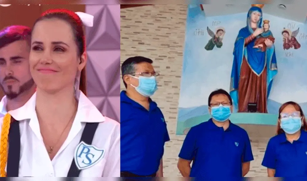 Maju Mantilla recibe sorpresa de sus profesores por el inicio de clases escolares. Foto: composición captura de América TV