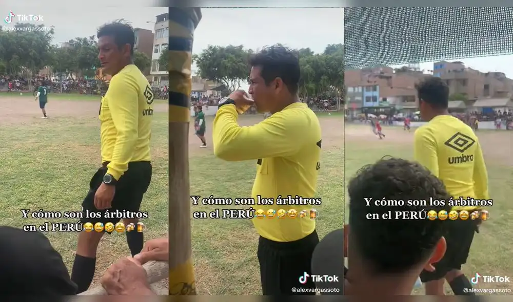 El árbitro no descuidó la jugada en ningún momento. Foto: captura de TikTok
