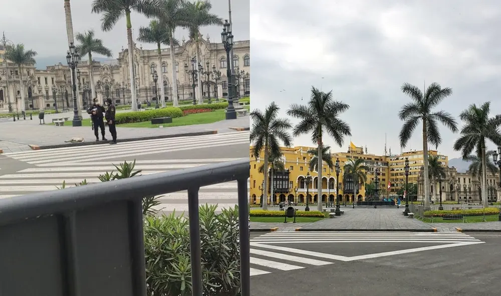 Así luce la Plaza de Armas con rejas. Foto: Lima Antigua