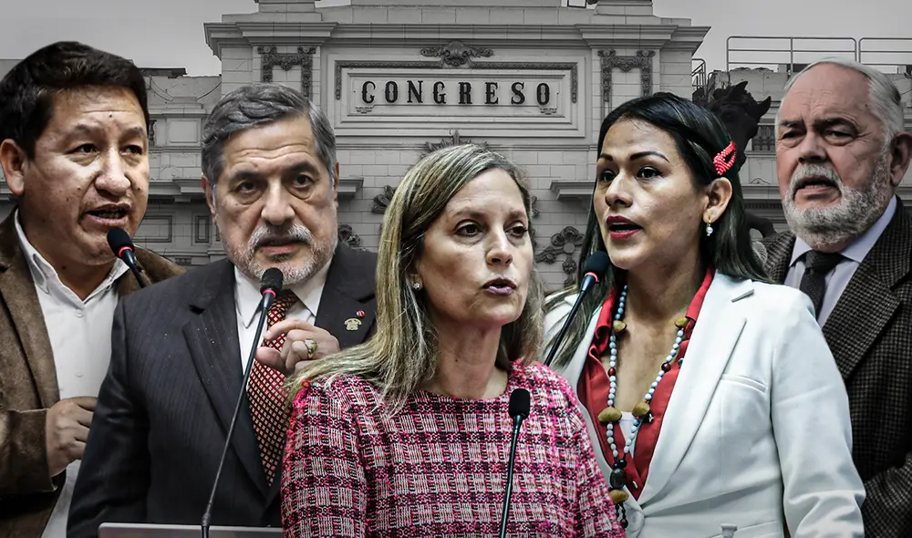 Guido Bellido, Ernesto Bustamante, Silvana Robles y Jorge Montoya se mostraron en contra de convocar comicios generales antes del 2026. Foto: composición de Jazmín Ceras/La República Guido Bellido, Ernesto Bustamante, Silvana Robles y Jorge Montoya se mostraron en contra de convocar comicios generales antes del 2026. Foto: composición de Jazmín Ceras/La República