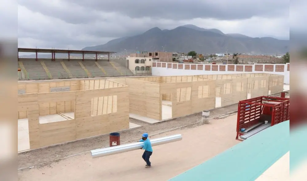 Instalan módulos prefabricados en estadio. Foto: Municipalidad de Cerro Colorado Instalan módulos prefabricados en estadio. Foto: Municipalidad de Cerro Colorado