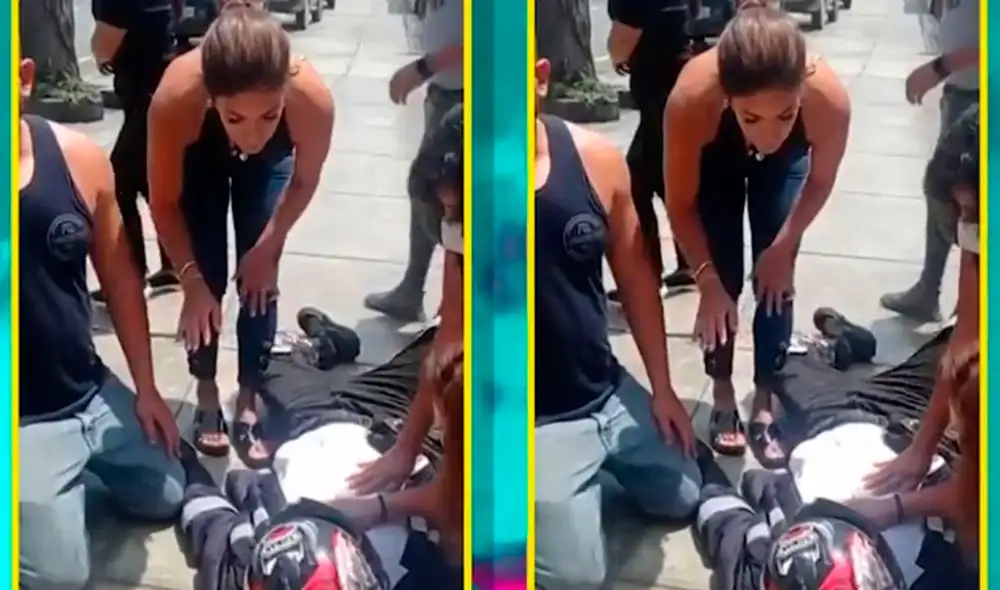 Karen Dejo protagonizó chocó a un motociclista en Miraflores, pero por suerte no pasó a mayores. Foto: captura Willax Karen Dejo protagonizó chocó a un motociclista en Miraflores, pero por suerte no pasó a mayores. Foto: captura Willax