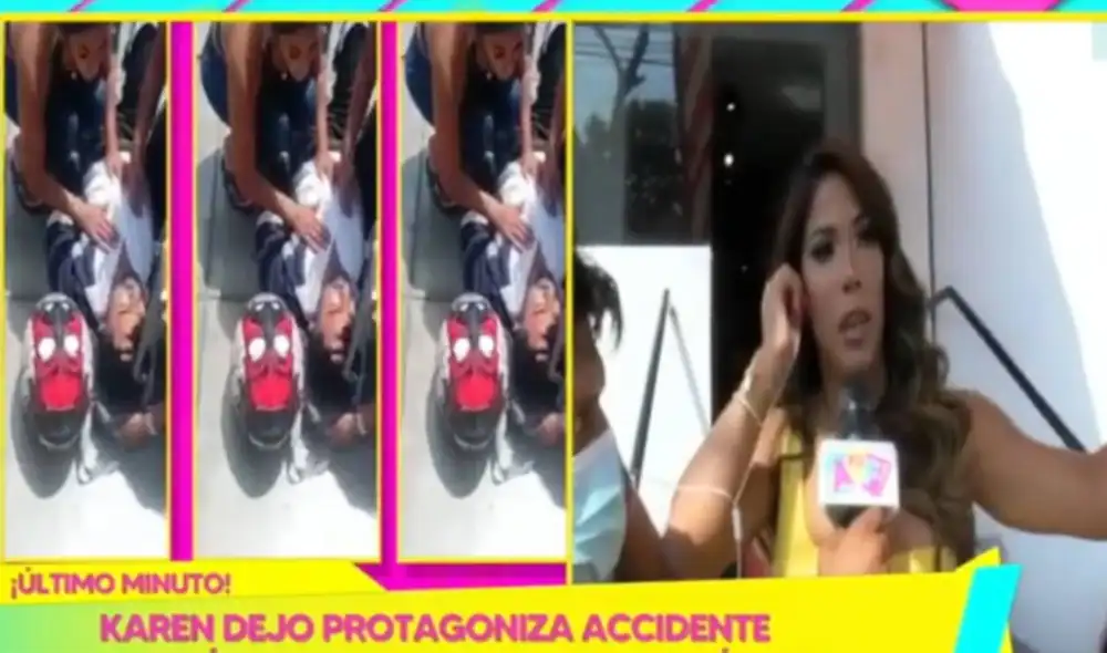 Karen Dejo explica cómo sucedió el accidente de tránsito en el que estuvo involucrada. Foto: captura de Willax Karen Dejo explica cómo sucedió el accidente de tránsito en el que estuvo involucrada. Foto: captura de Willax