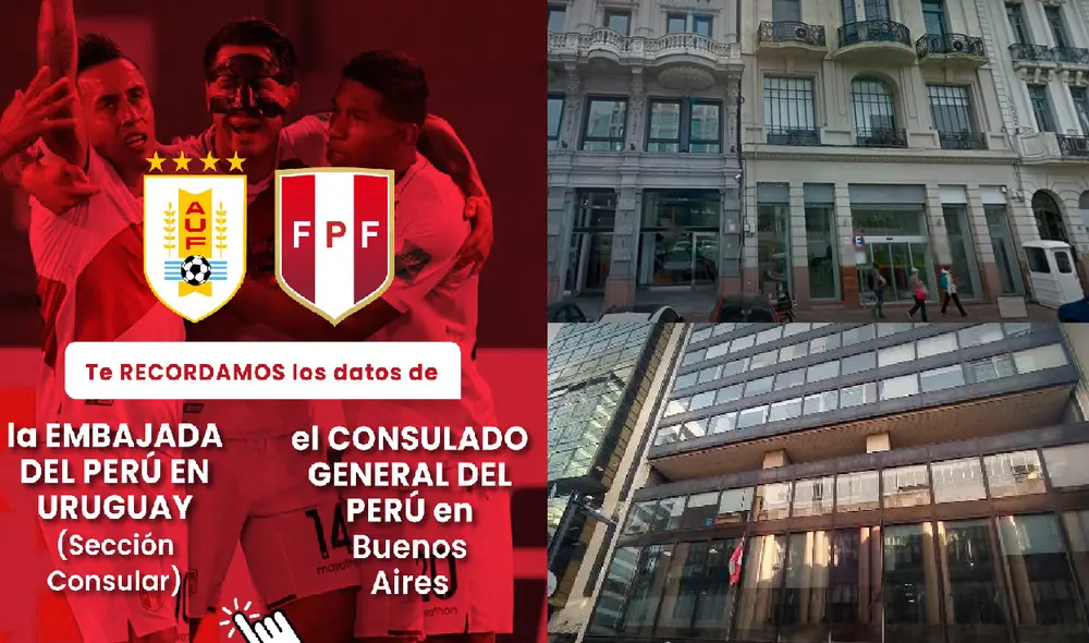 Recuerda siempre tener a la mano los números telefónicos y los correos de la embajada de Perú en Uruguay y del Consulado peruando en Buenos Aires, Argentina. Foto: Cancillería/Composición Recuerda siempre tener a la mano los números telefónicos y los correos de la embajada de Perú en Uruguay y del Consulado peruando en Buenos Aires, Argentina. Foto: Cancillería/Composición