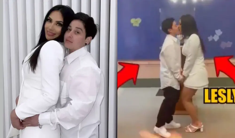 Lesly Reyna y su novio Aleck Acaiseid en su matrimonio. Foto: composición/ Instagram