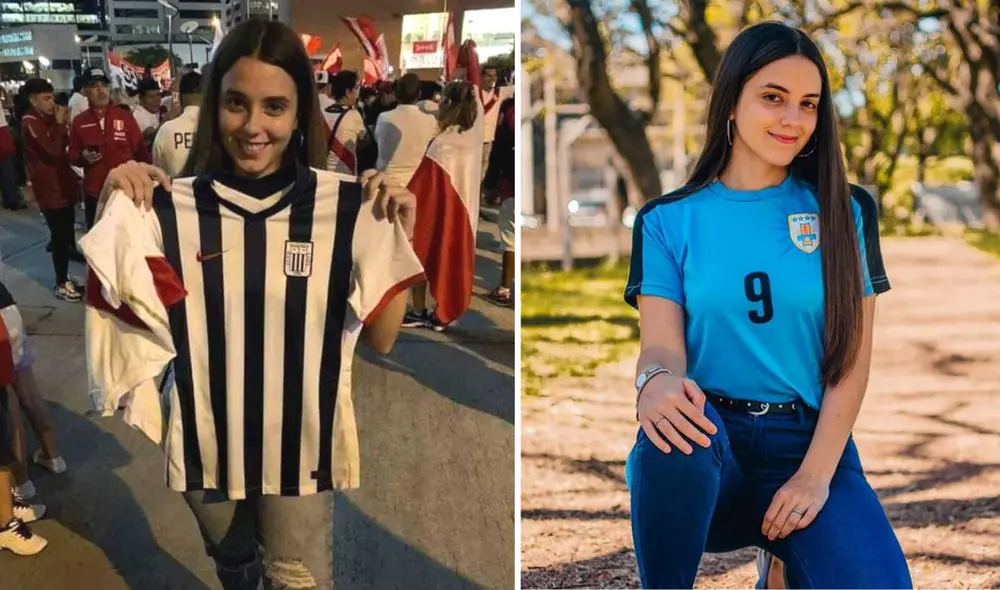 La famosa hincha uruguaya, se hizo famosa en redes por mostrar su aprecio a la hinchada peruana y su selección. Foto: composición LR La famosa hincha uruguaya, se hizo famosa en redes por mostrar su aprecio a la hinchada peruana y su selección. Foto: composición LR