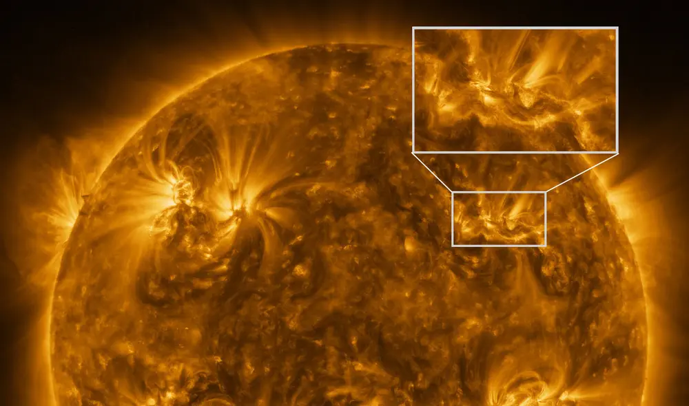 Las nuevas imágenes del Sol captadas por Solar Orbiter tienen una resolución sin precedentes. Foto: composición / ESA