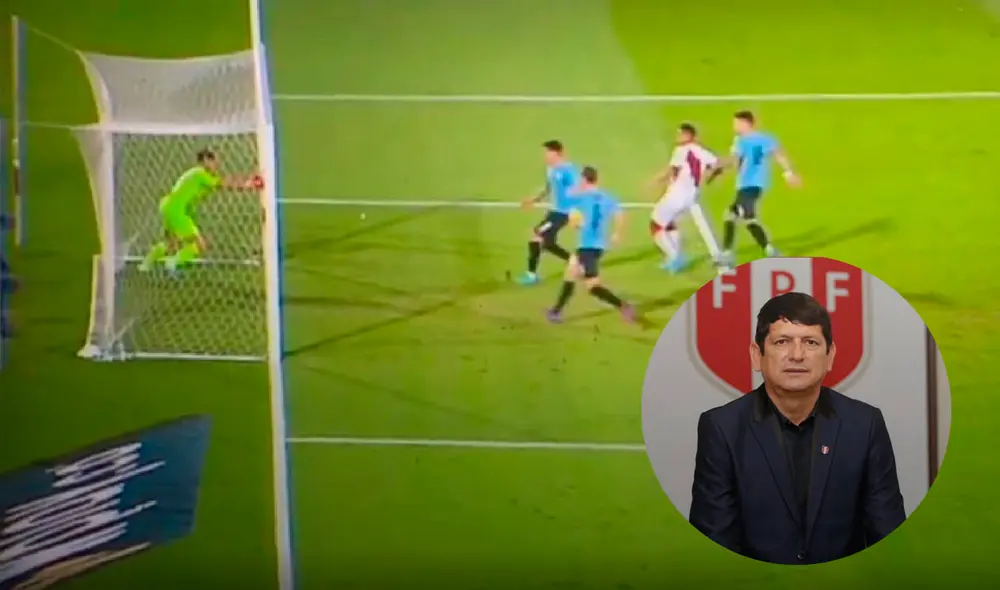 Agustín Lozano reclamó por la jugada polémica en el Perú vs. Uruguay. Foto: composición GLR/captura Conmebol