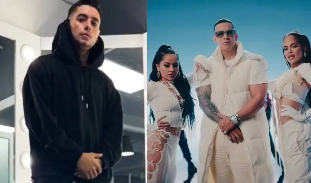 Pato Quiñones se luce junto a Daddy Yankee, Natti Natasha y Becky G. Foto: composición/ Instagram/ captura de YouTube