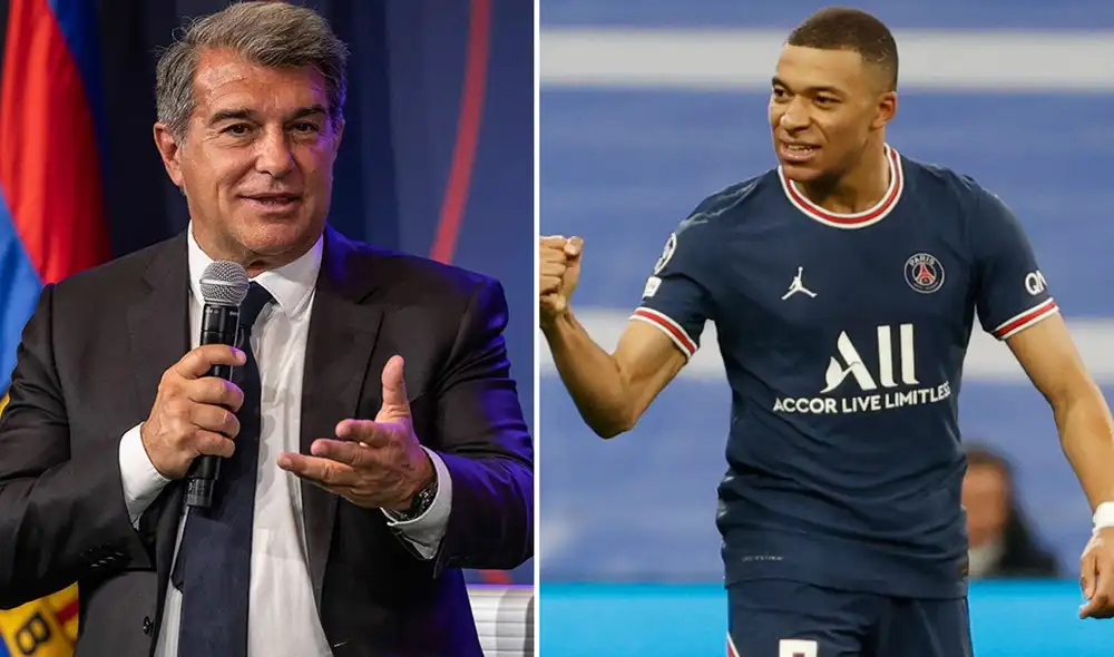 Laporta desestimó el fichaje, en el corto plazo, de Kylian Mbappé. Foto: composición/EFE