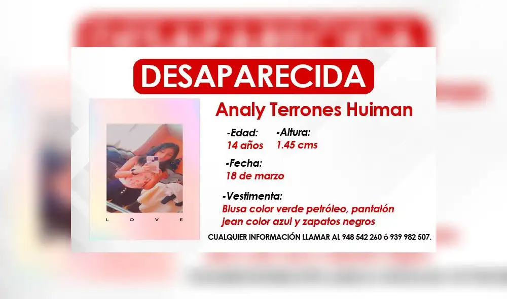 La menor fue al distrito de Picsi a visitar a su abuela y a las 20.00 horas salió a comprar a la tienda sin retornar hasta el día de hoy. Foto: composición LR