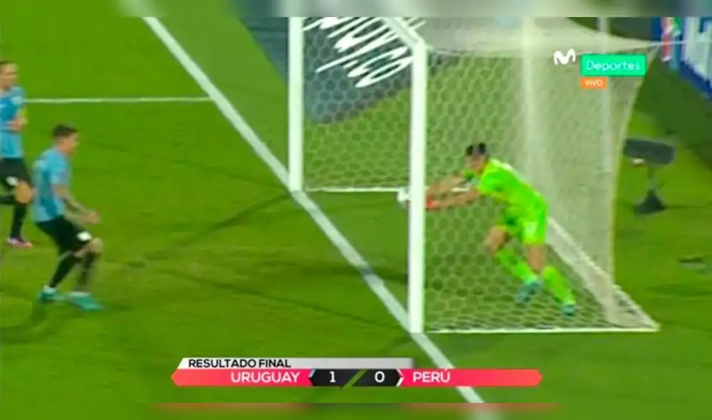 Árbitro no acudió al VAR para verificar si fue gol de Perú. Foto: captura de Movistar Play Árbitro no acudió al VAR para verificar si fue gol de Perú. Foto: captura de Movistar Play