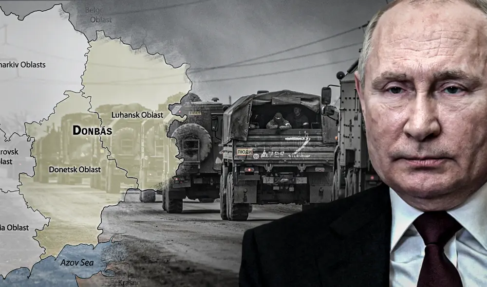 La invasión rusa a Ucrania ordenada el 24 de febrero por Vladimir Putin comenzó precisamente en la región de Donbás. Foto: composición de Jazmin Ceras / La República