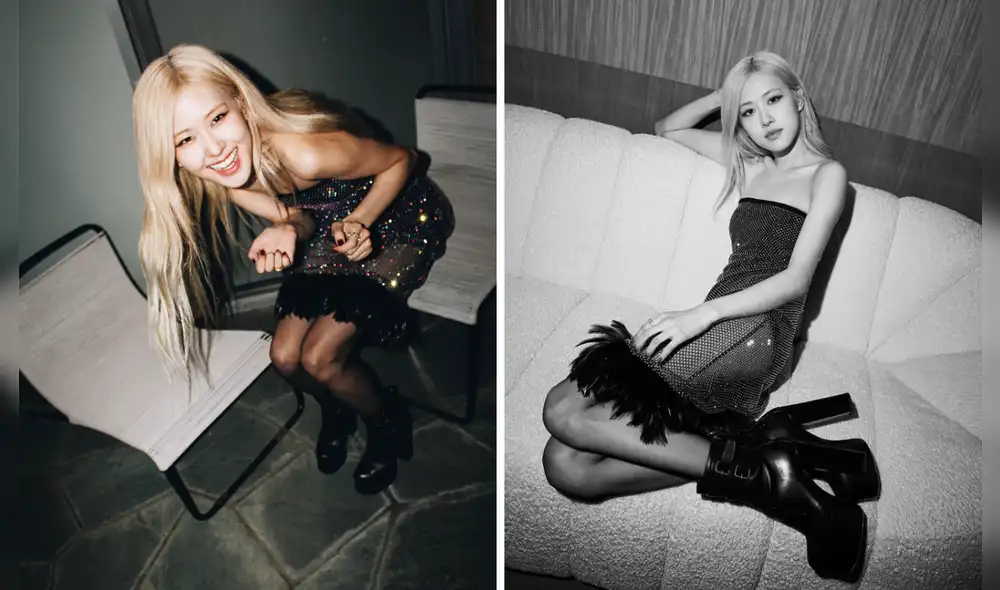 Rosé captó las cámaras de importantes revistas durante la fiesta de Saint Laurent, Pre-Oscar. Foto composición: People y Vogue