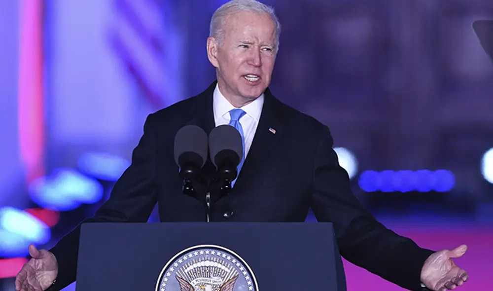 El presidente estadounidense, Joe Biden, pronuncia un discurso en el Castillo Real de Varsovia, Polonia, el 26 de marzo de 2022. Foto: AFP El presidente estadounidense, Joe Biden, pronuncia un discurso en el Castillo Real de Varsovia, Polonia, el 26 de marzo de 2022. Foto: AFP