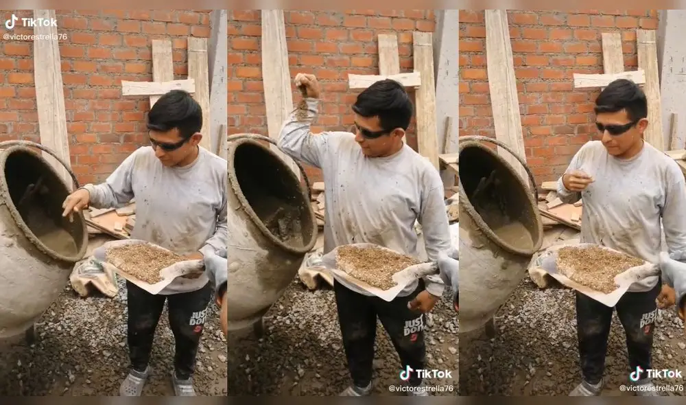 El hombre probó la mezcla con su boca. Foto: captura de TikTok