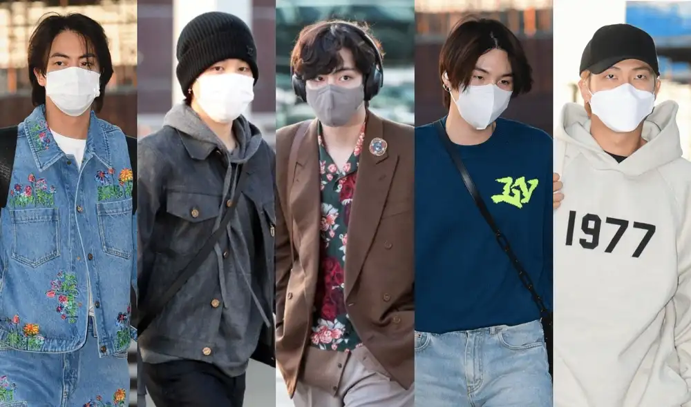 Jin, Jimin, Taehyung, Suga y Namjoon de BTS fueron vistos en el Aeropuerto de Incheon en Corea del Sur. Foto: composición La República / Dispatch / OSEN /SBS Jin, Jimin, Taehyung, Suga y Namjoon de BTS fueron vistos en el Aeropuerto de Incheon en Corea del Sur. Foto: composición La República / Dispatch / OSEN /SBS