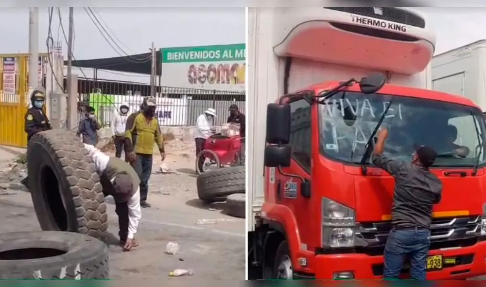Los vehículos se retiraban de zona en medio de bocinazos y con pintas alusivas en apoyo al paro. Foto: composición LR/La República