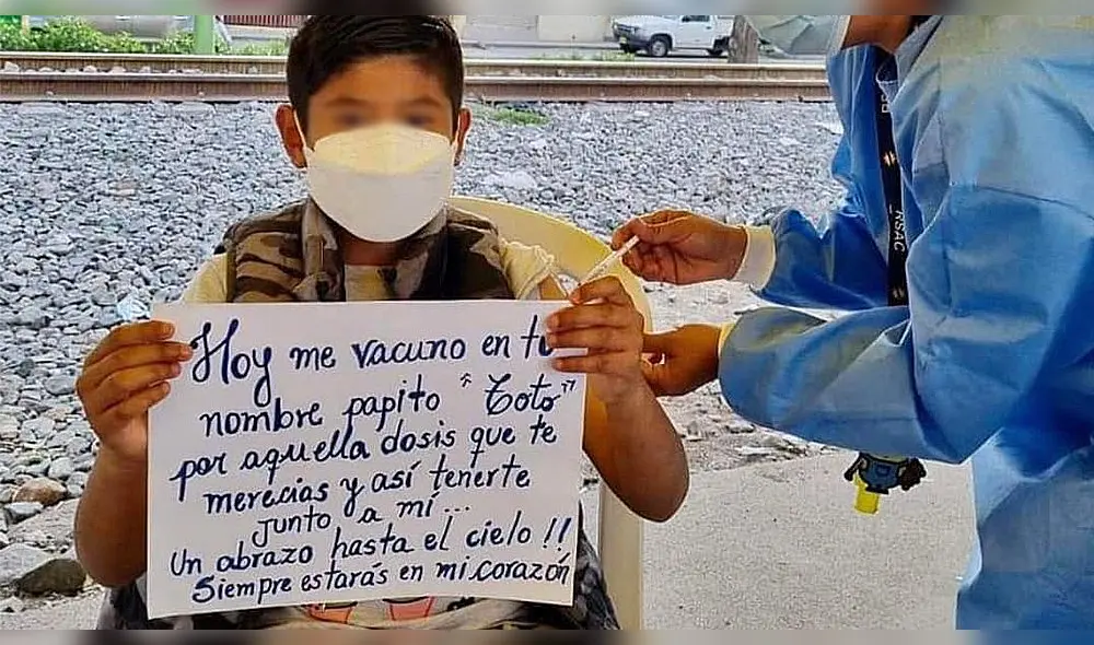 Diego M.Z. , por medio de un cartel, dedicó un mensaje a su abuelito Toto. Foto: Geresa