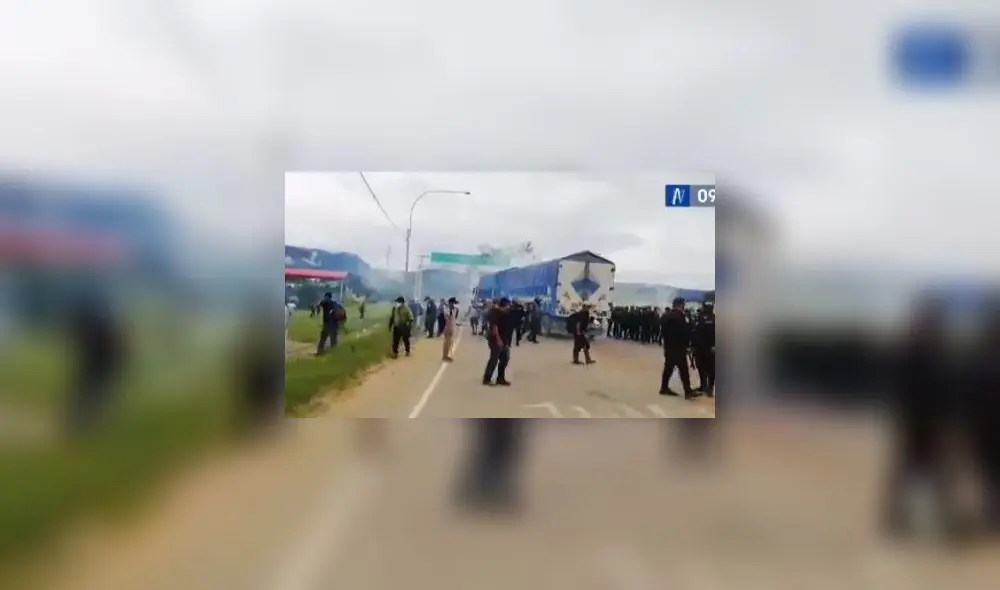 Tarapoto: manifestantes bloquean carretera a Yurimaguas. Foto: Canal N