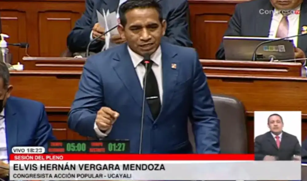 El congresista Elvis Vergara cuestionó como se quiere vacar al presidente Pedro Castillo. Foto: Captura Congreso. El congresista Elvis Vergara cuestionó como se quiere vacar al presidente Pedro Castillo. Foto: Captura Congreso.