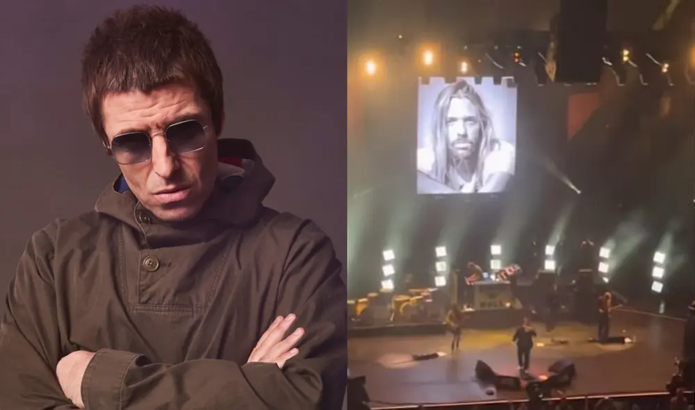 Liam Gallagher cantó "Live Forever" en honor a Taylor Hawkins. Foto: composición Liam Gallagher/ captura de video de Simon James