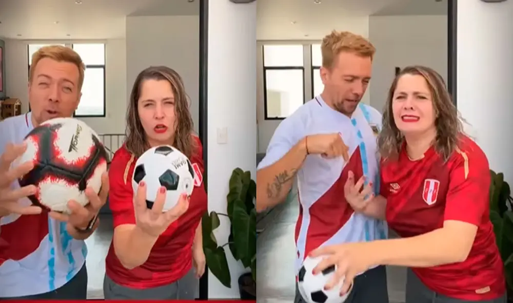 Yiddá Eslava y Julián Zucchi versionaron la canción "Me engañaste" de los hermanos Galán para alentar a la blanquirroja. Foto: Yiddá Eslava/Facebook.