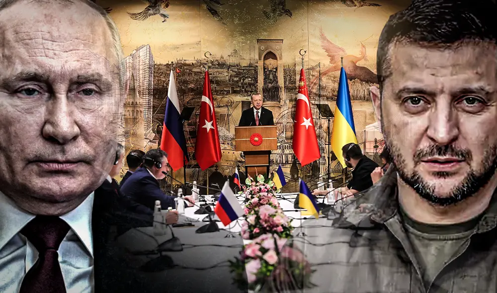 La negociación entre Rusia y Ucrania se realizó este martes, 29 de marzo, precedido por una breve reunión del presidente turco, Recep Tayyip Erdogan. Foto: composición LR/EFE/AFP