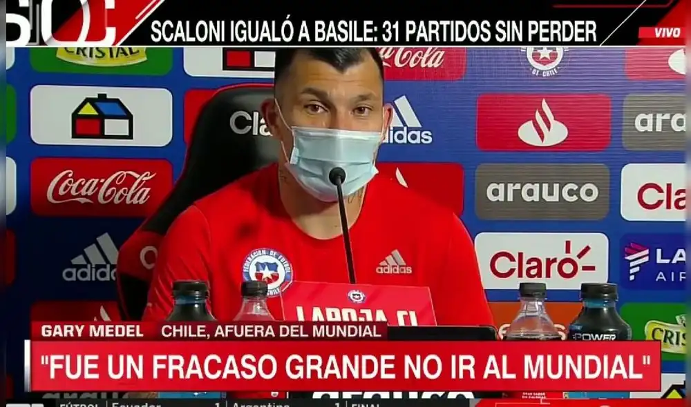 Gary Medel se mostró apenado por la próxima ausencia de Chile en el Mundial. Foto: SCESPN Gary Medel se mostró apenado por la próxima ausencia de Chile en el Mundial. Foto: SCESPN