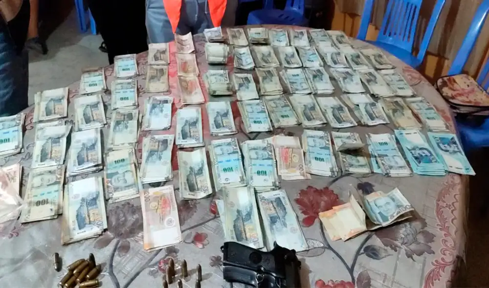 Durante el allanamiento de domicilio, se encontró S/ 64.000 soles en efectivo. Foto: PNP