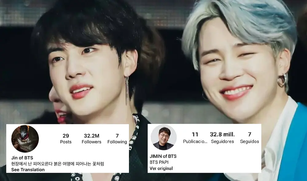 Jin y Jimin de BTS se encuentran en Las Vegas para presentarse en los Grammys el 3 de abril. Foto: composición La República / BIGHIT