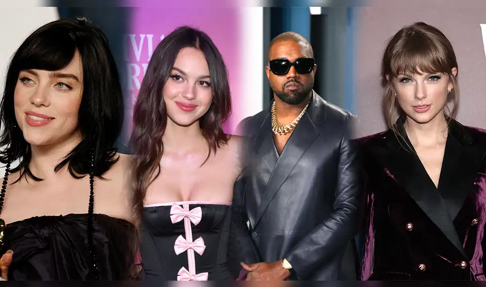 Billie Eilish, Olivia rodrigo, Taylor swift y Kanye west son algunos de los artistas nominados a los Grammys 2022. Foto: composiciónn/AFP Billie Eilish, Olivia rodrigo, Taylor swift y Kanye west son algunos de los artistas nominados a los Grammys 2022. Foto: composiciónn/AFP
