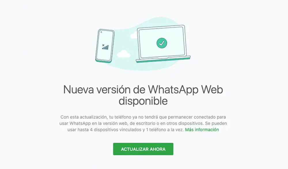 El 'modo multidispositivo' no ha sido del agrado de la mayoría de usuarios. Foto: captura de WhatsApp Web