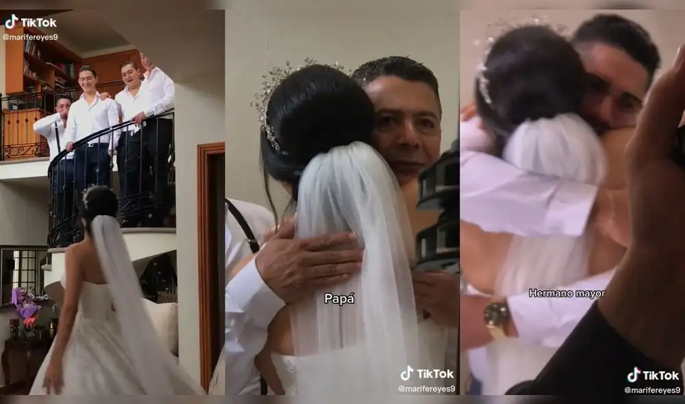 Cada uno de los familiares de la mujer le dio unas palabras mientras la abrazaba. Foto: captura de TikTok