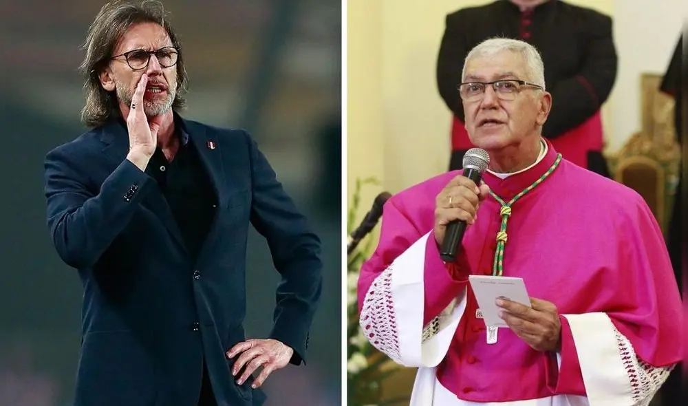El arzobispo de Lima se refirió al estratega argentino en la misa desde la Catedral. Foto: Composición LR/Selección Peruana/Arzobispado de Lima.