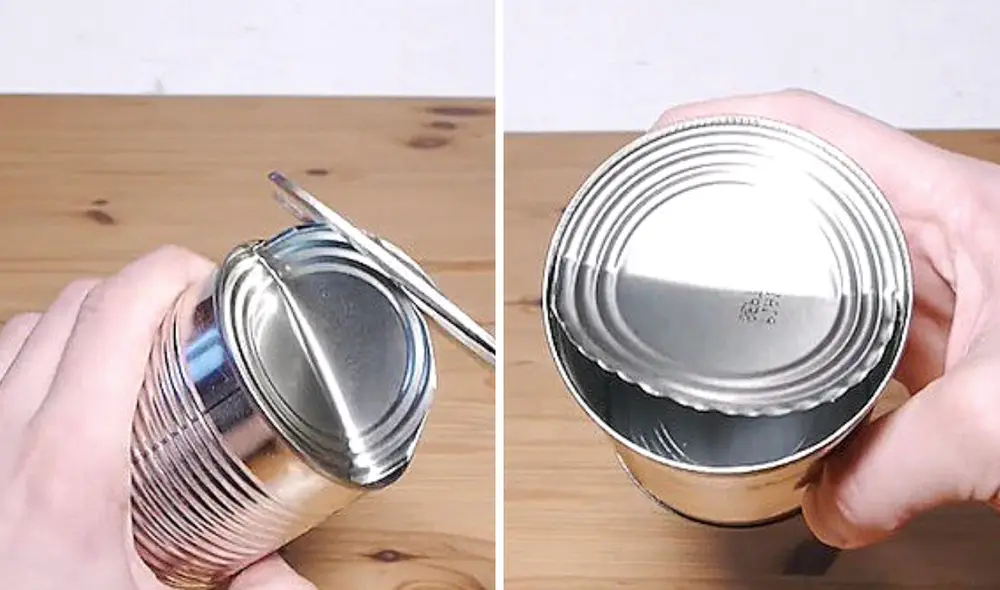 Descubre cómo hacer para abrir una lata sin usar un abrelatas. Foto: composición de LR/ captura/ Ideas Verdes Descubre cómo hacer para abrir una lata sin usar un abrelatas. Foto: composición de LR/ captura/ Ideas Verdes