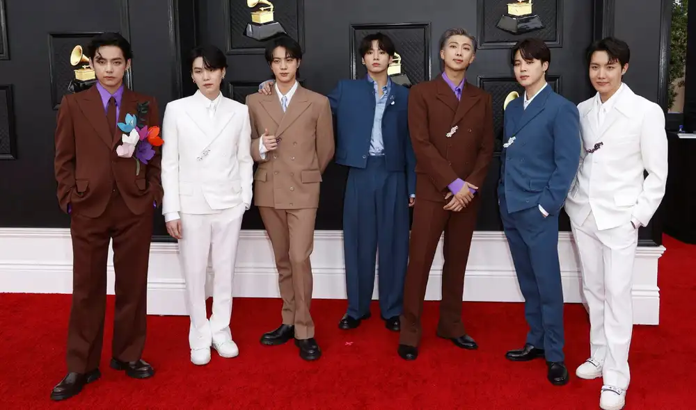 BTS en los Premios Grammy 2022. FOTO: EFE