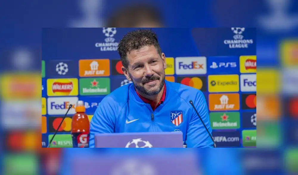 Diego Simeone en la rueda de prensa previa al Manchester City vs. Atlético de Madrid. Foto: Diario AS