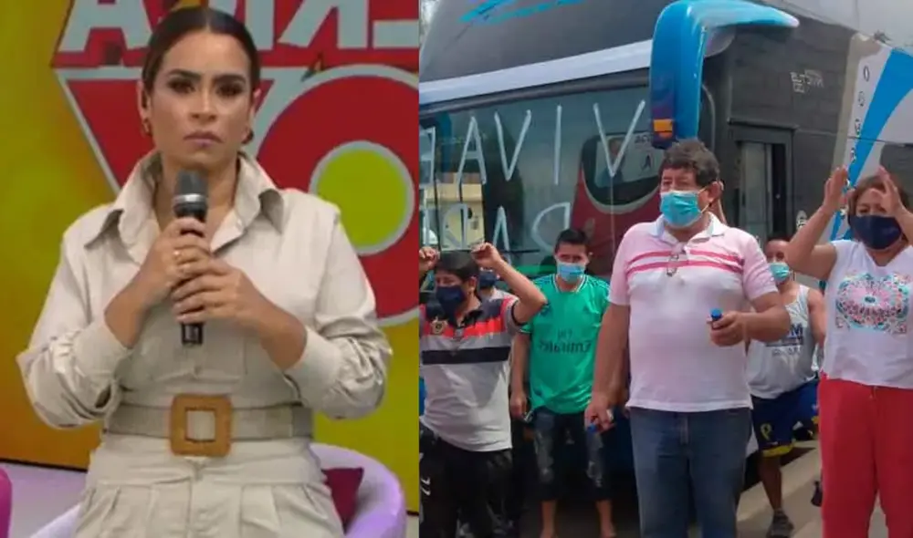 "América hoy" recibe crítica de manifestante en medio del paro de transportes. Foto: Composición LR / América hoy.