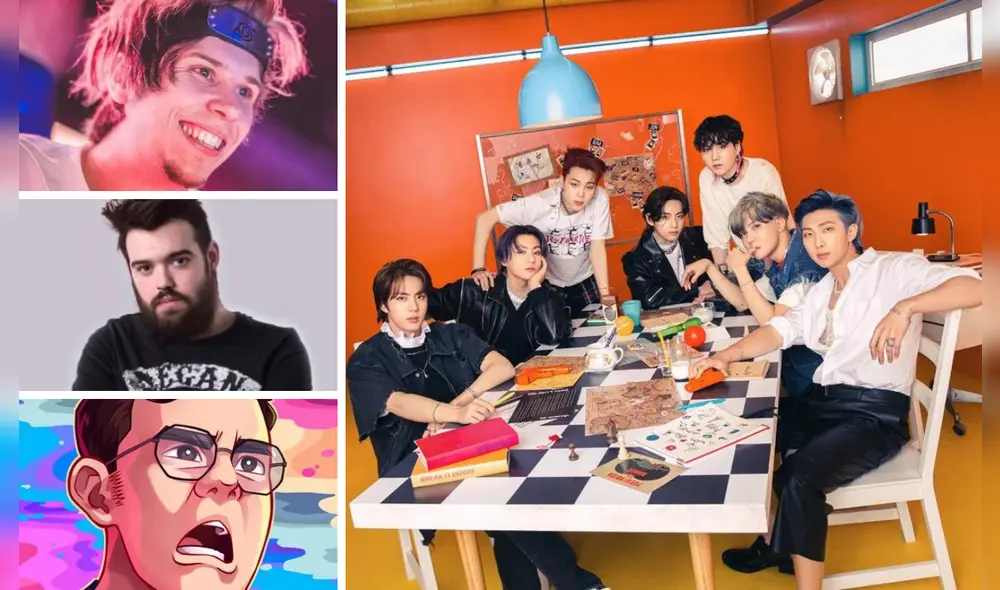 El Rubius, Ibai y AuronPlay se unen al stream de "Butter" de BTS. Foto composición: Twitter y BIGHIT Music.